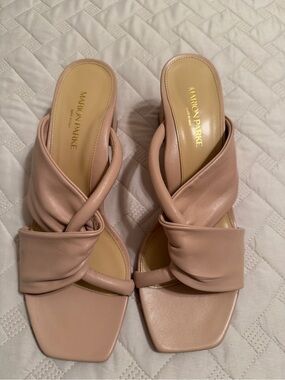 Marion Parke Blush Leather Knot Mules